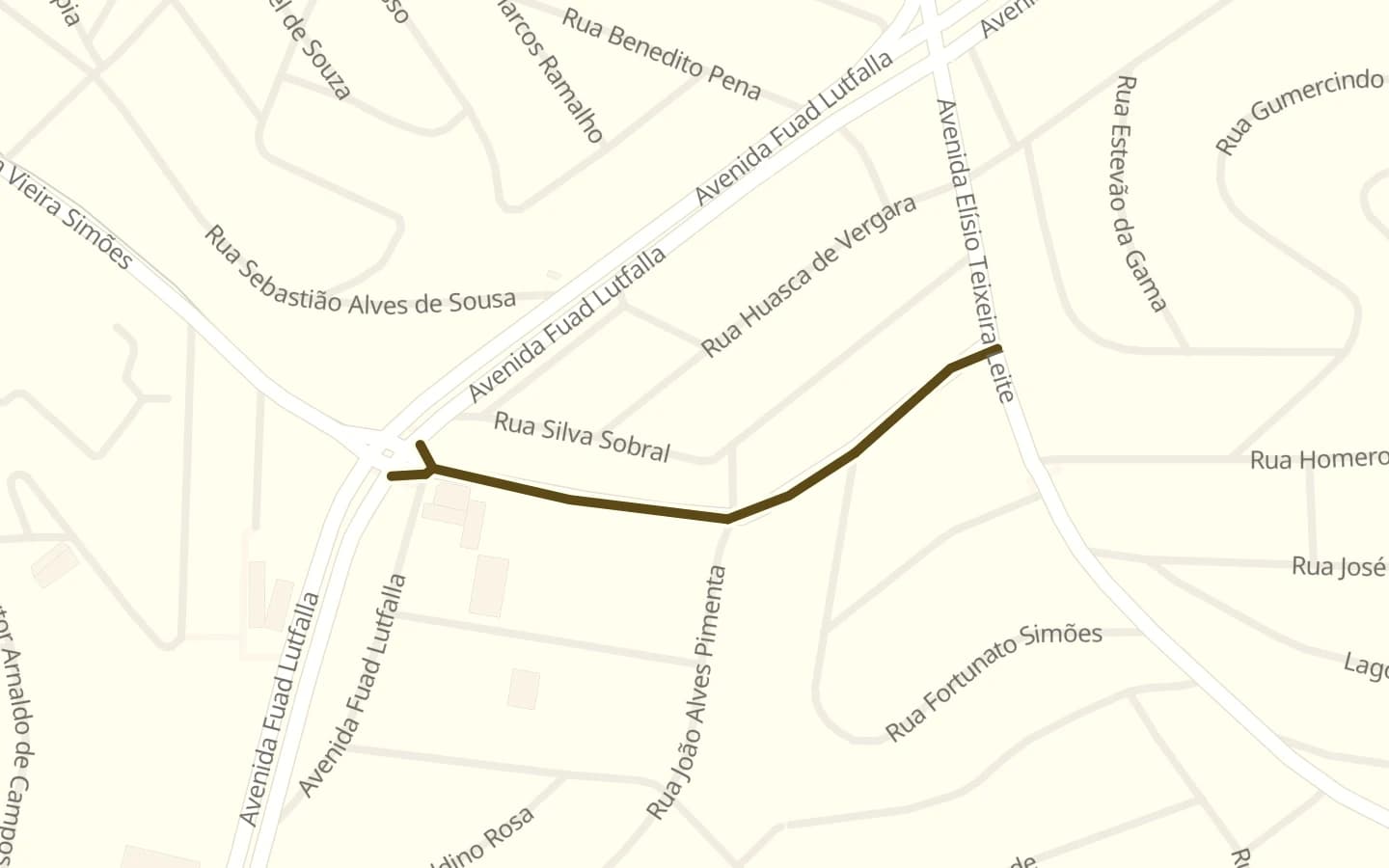 Mapa de Rua Rafael Alves e arredores, com a rua marcada