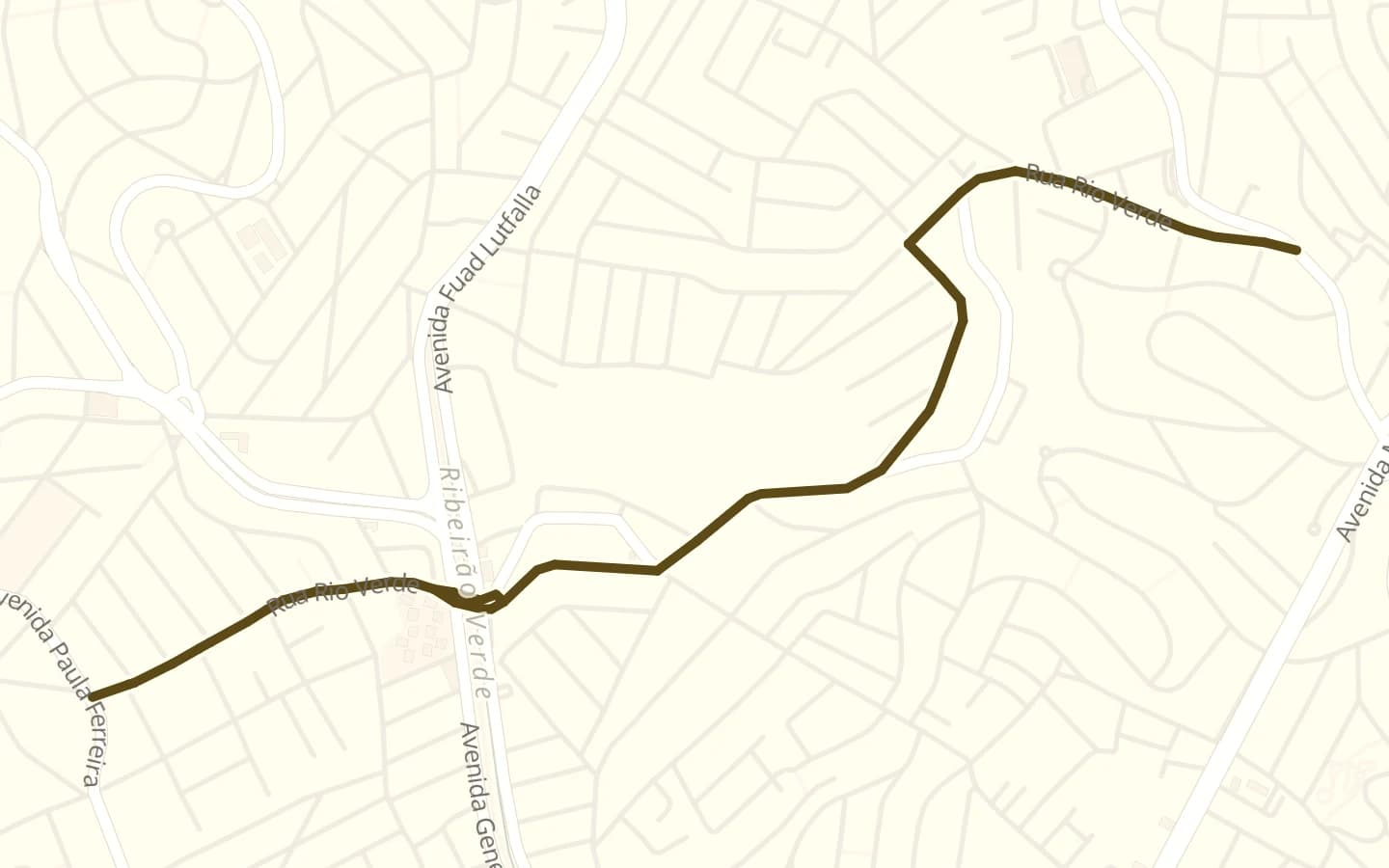 Mapa de Rua Rio Verde e arredores, com a rua marcada
