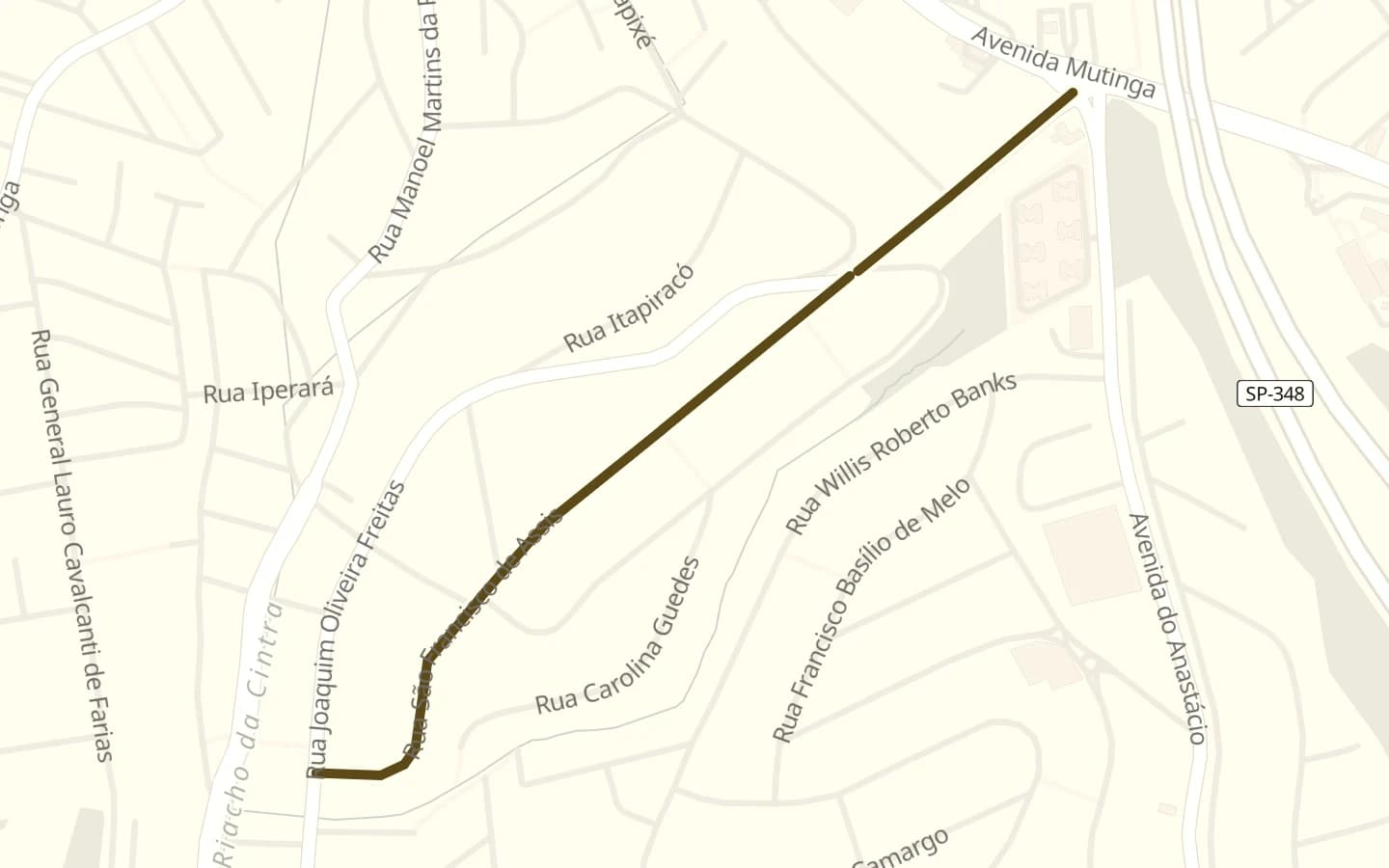 Mapa de Rua São Francisco de Assis e arredores, com a rua marcada